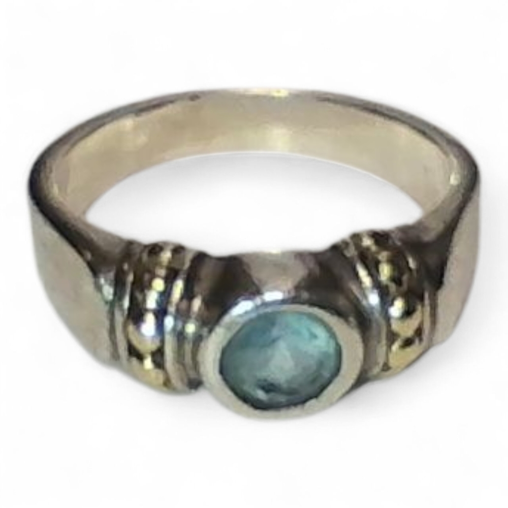 Lagos Caviar Topaz / Sterling Silver / 18k Gold Ring size 6-1/2